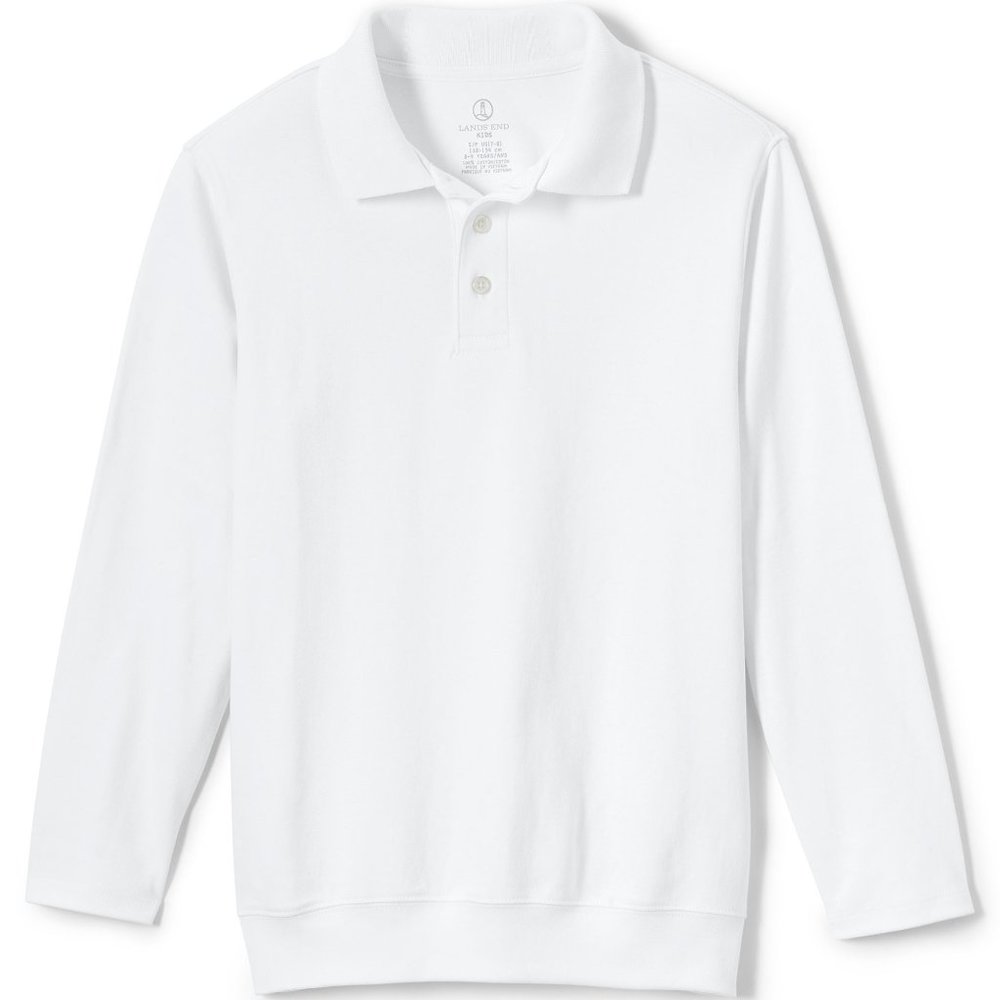 Lands End School Uniform Kids Long Sleeve Polo Shirt White boys girls size 14 16
